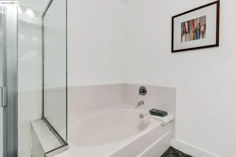 a bathroom with a bathtub