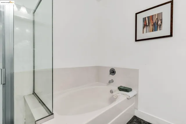a bathroom with a bathtub