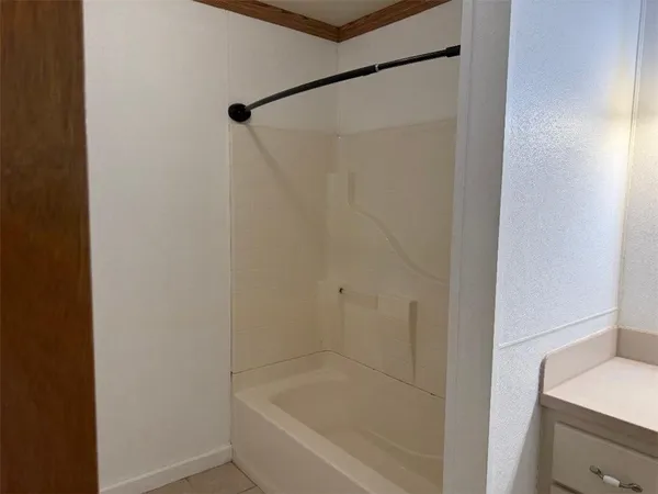a bathroom with a bathtub