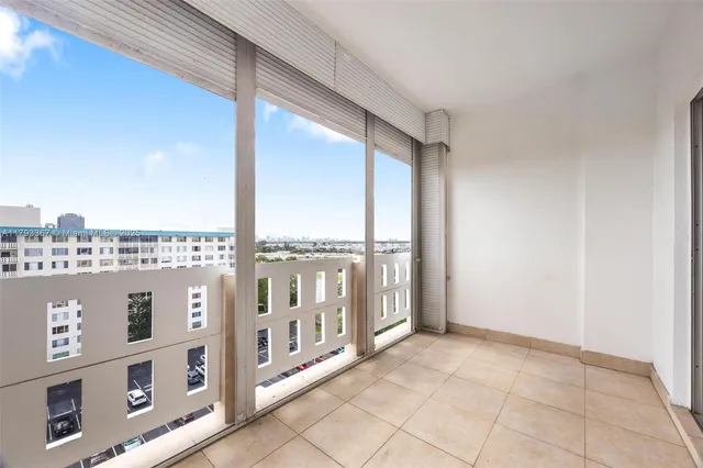 a view of a balcony with city view