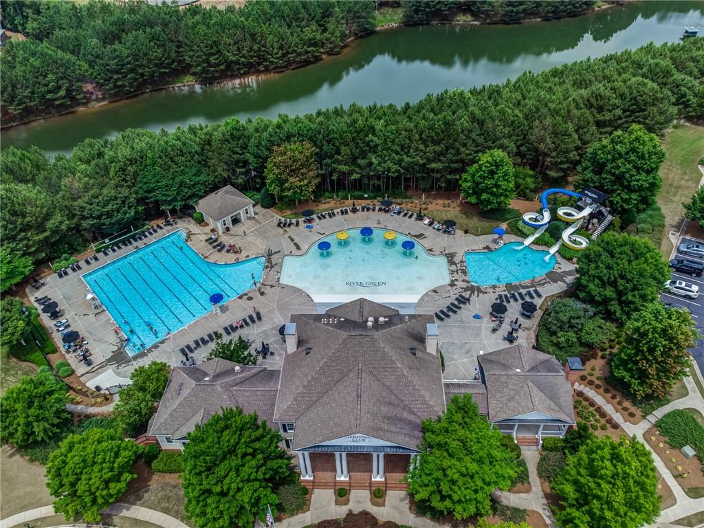 507 Blue Ridge Way Canton, GA 30114 - Photo 27 of 33 an aerial view of a house with a lake view