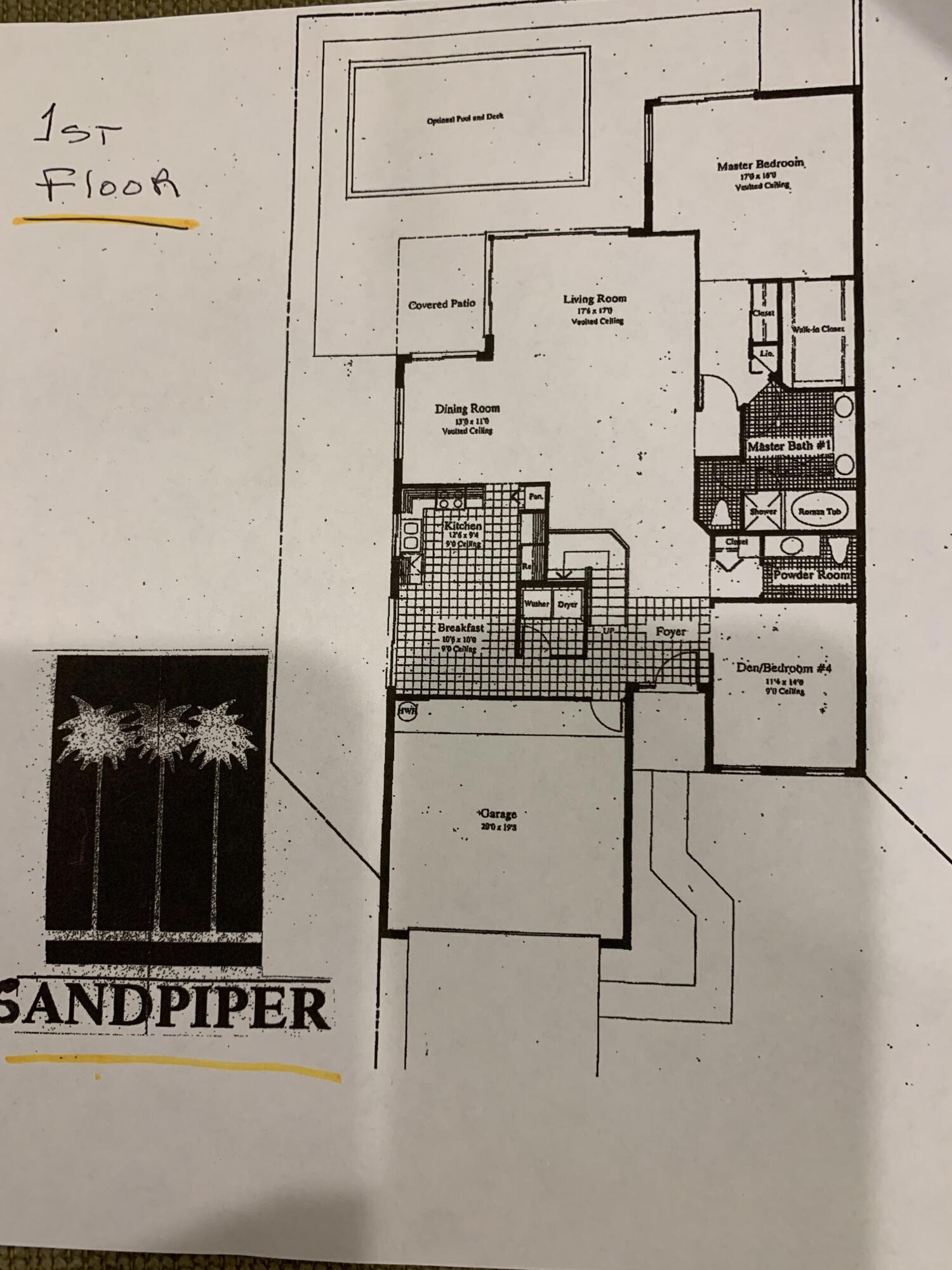 22570 Esplanada Drive Boca Raton, FL 33433 - Photo 47 of 47 1ST FLOOR SANDPIPER FLOOR PLAN