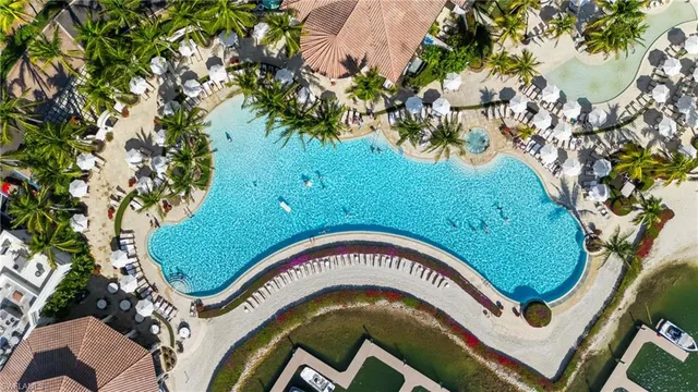 an outdoor view with swimming pool