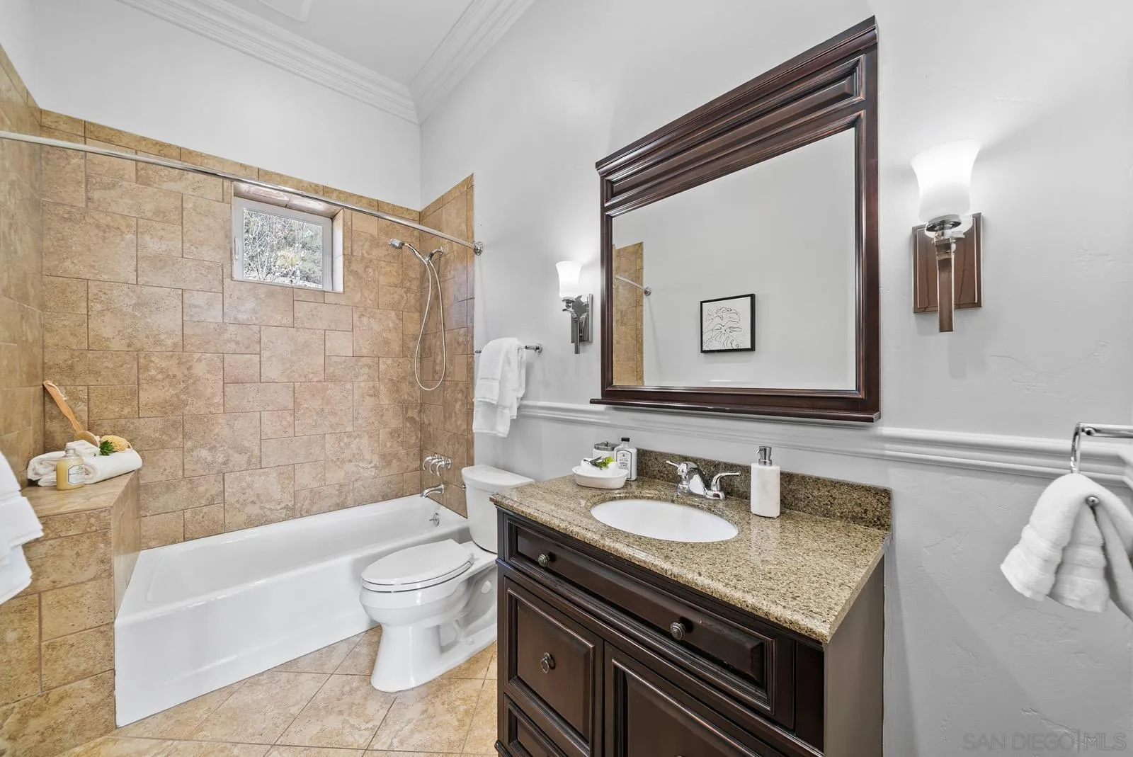 13170 Rancho Heights Road Pala, CA 92059 - Photo 46 of 75 a bathroom with a granite countertop sink toilet and shower