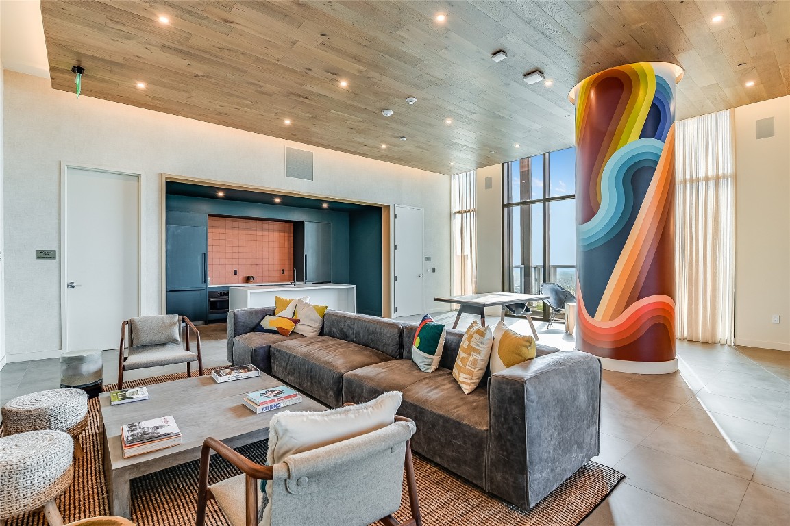 48 East Avenue, Unit 1701 Austin, TX 78701 - Photo 26 of 33 a living room with furniture and a large window