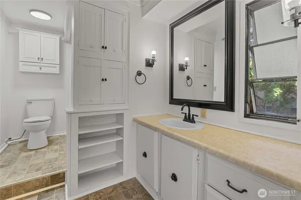 a bathroom with a sink and a toilet