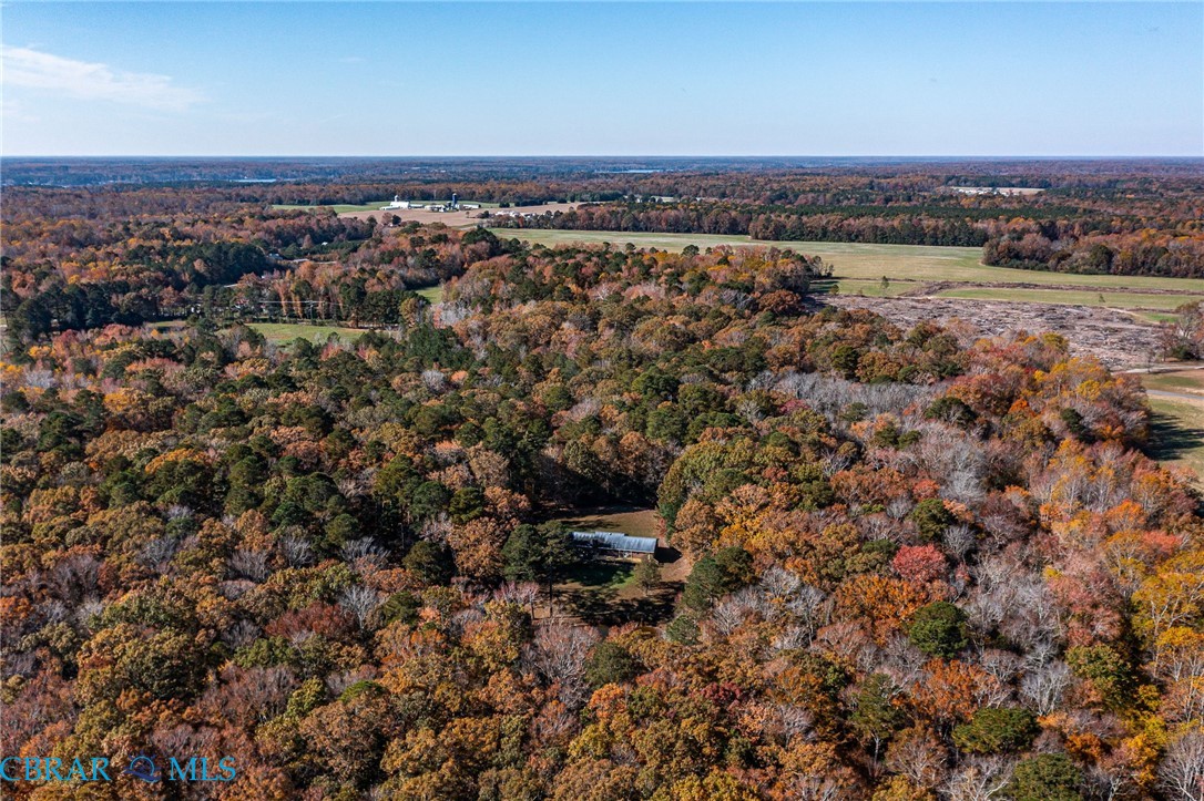 278 Regent Road Hartfield, VA 23071 - Photo 43 of 49 Aerial view of property and surrounding area with a forest