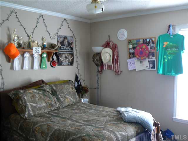 1723 Bahama Road Bahama, NC 27503 - Photo 12 of 14 a bedroom with a bed and a chandelier