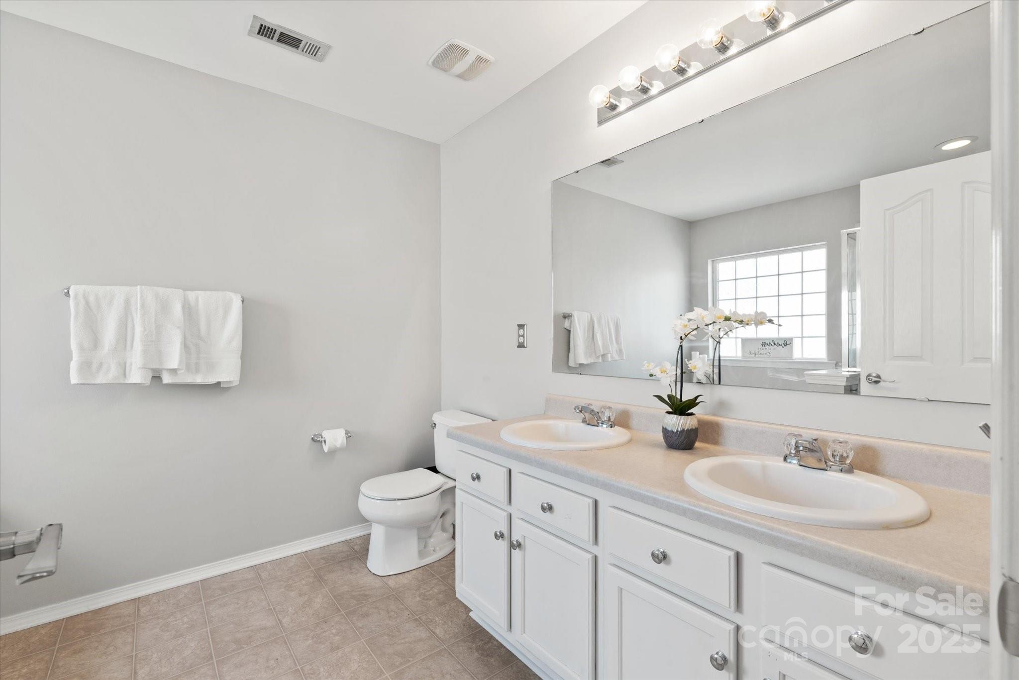 158 Council House Road Fort Mill, SC 29708 - Photo 20 of 41 a bathroom with a double vanity sink toilet and a mirror