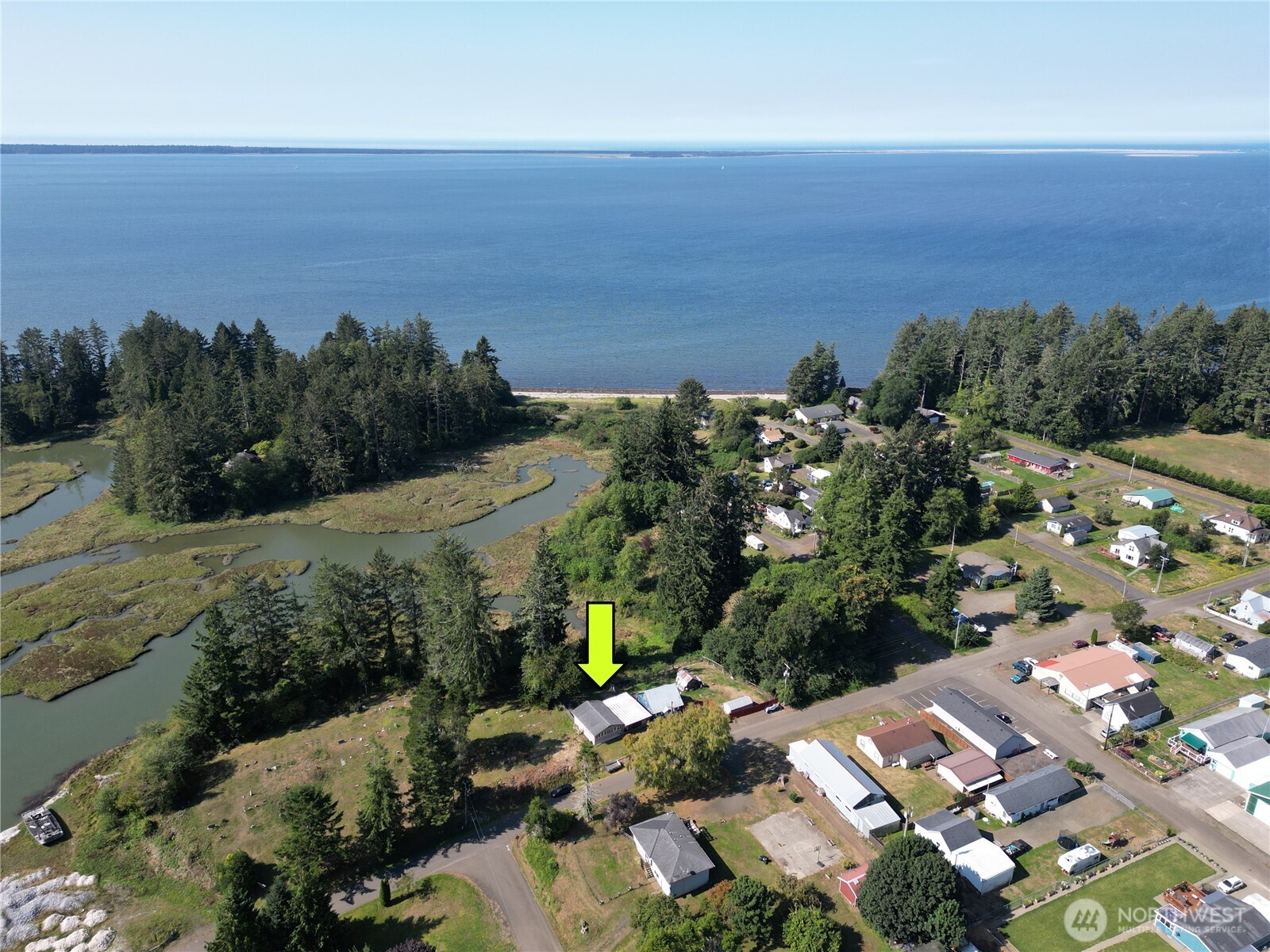 21 2nd Street Bay Center, WA 98586 - Photo 21 of 21 an aerial view of a city and mountain view in back