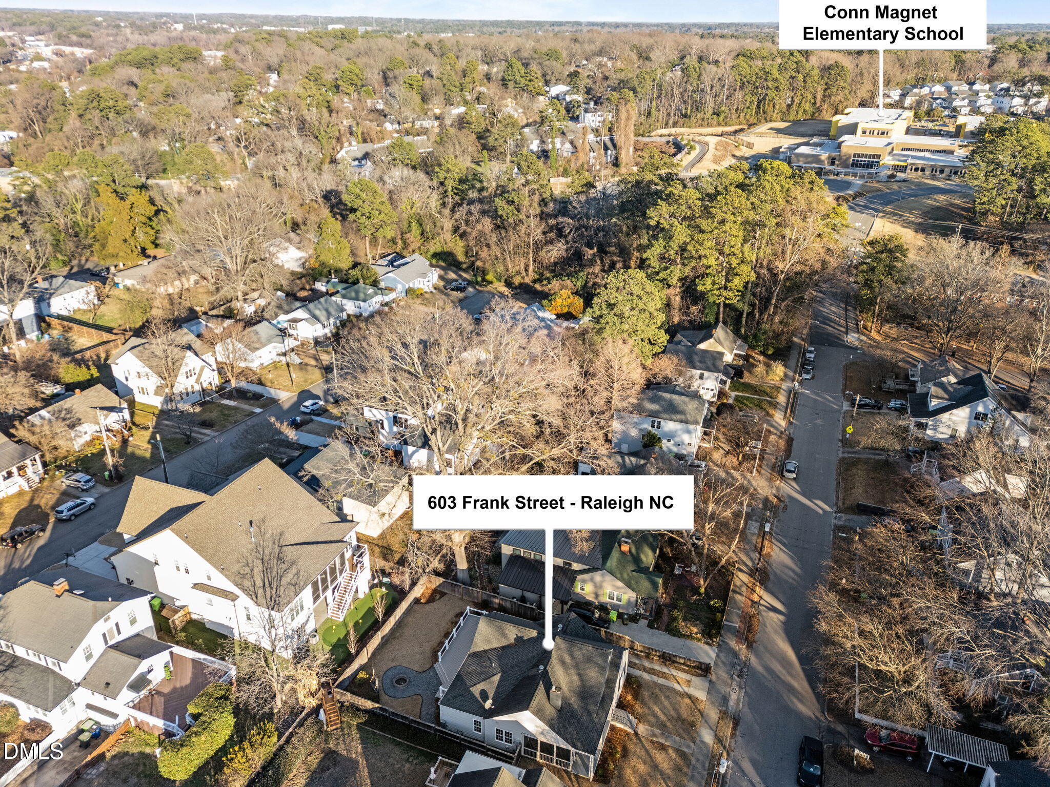 603 Frank Street Raleigh, NC 27604 - Photo 28 of 29 an aerial view of a city with lots of residential buildings