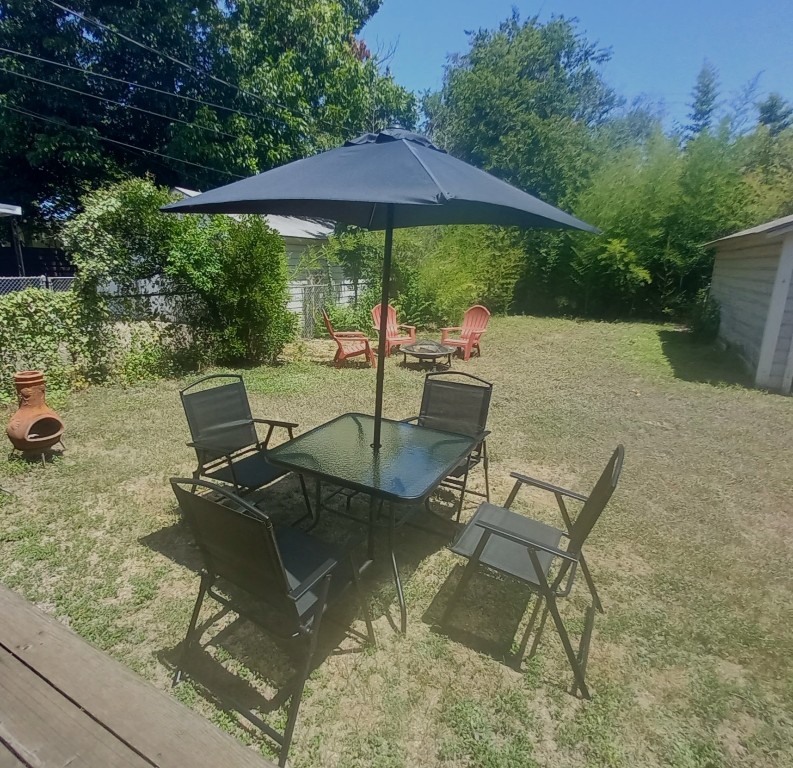 1914 West 38th Street Austin, TX 78731 - Photo 15 of 19 a view of patio with chairs and table under an umbrella