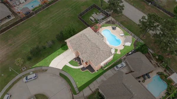 an aerial view of a house