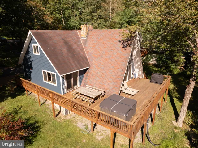 an outdoor view with patio