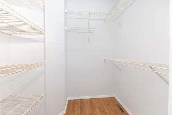 a view of small space with racks on the wall