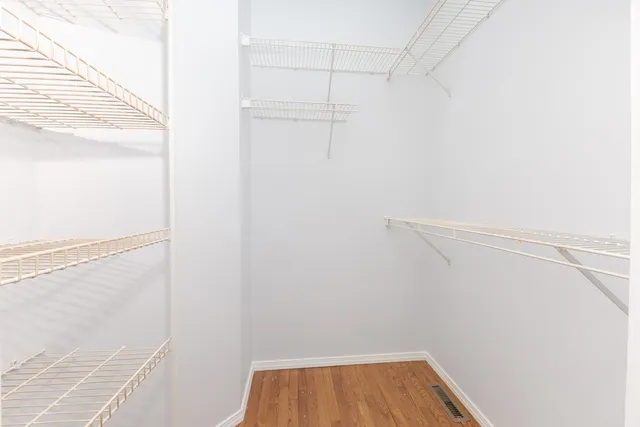 a view of small space with racks on the wall