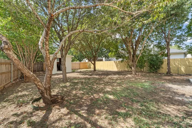 a view of outdoor space with deck and tree