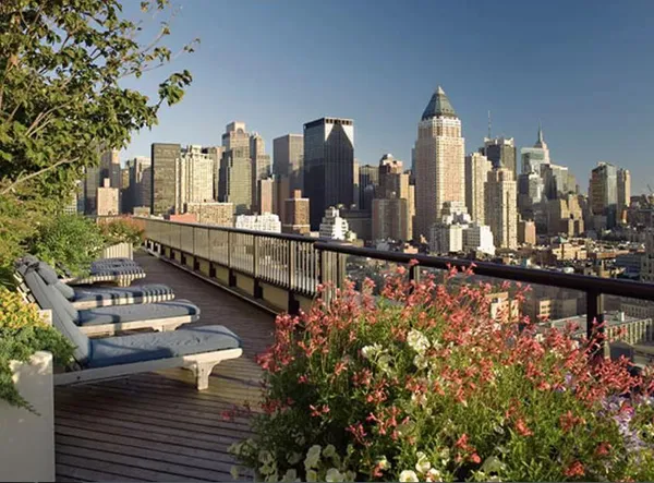 a view of a city with tall buildings