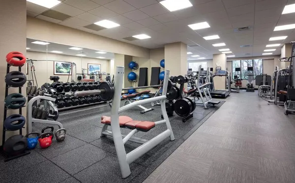 a view of a room with gym equipment