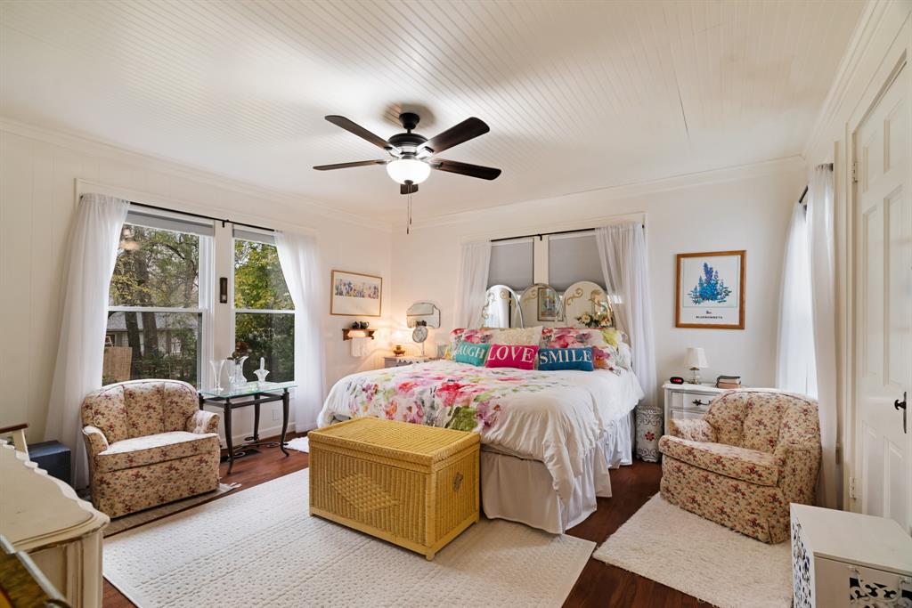 2257 Cleveland Street Paris, TX 75460 - Photo 6 of 39 Bedroom with crown molding, wood finished floors, and a ceiling fan