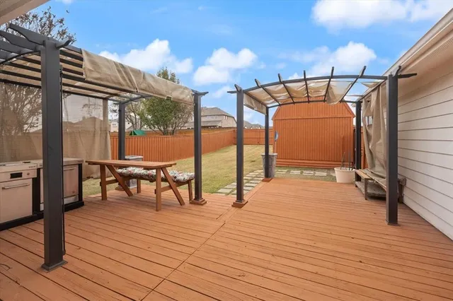 a view of steet with deck