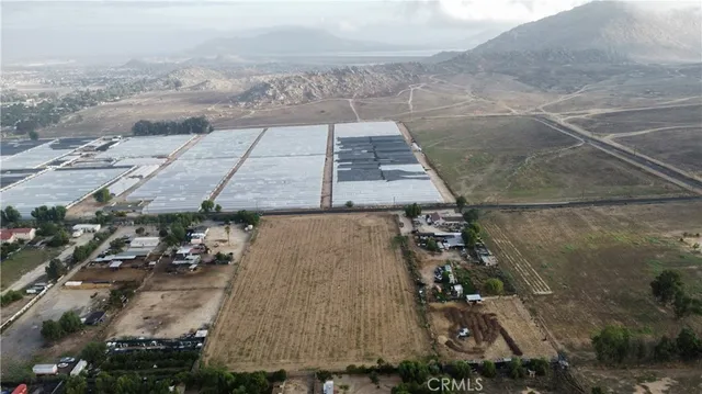 an aerial view of a backyard