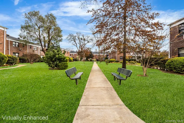 a view of a park with tree s