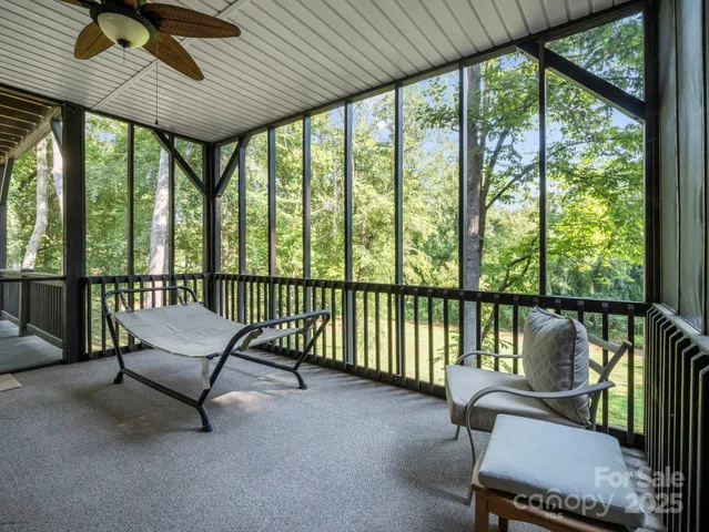 a building outdoor space with seating