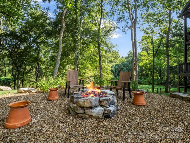 a chair and table in the garden