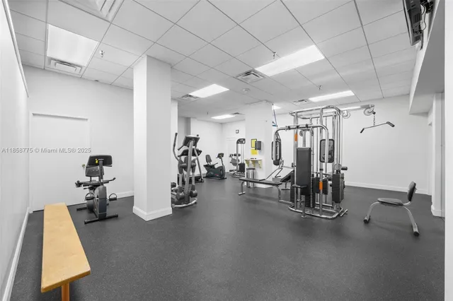 a view of a room with gym equipment