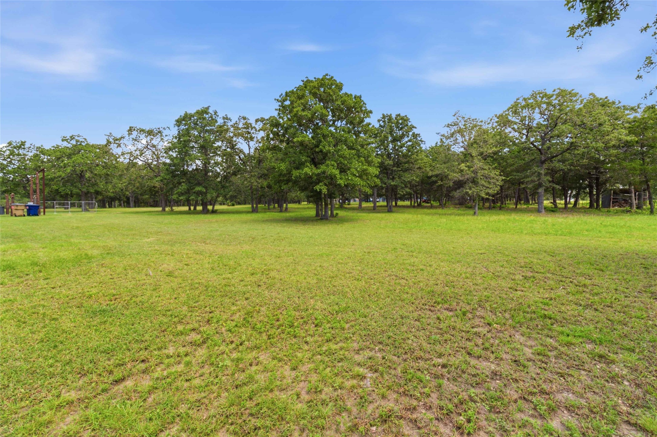 7921 Vista Ranch Road Smithville, TX 78957 - Photo 35 of 39 A spacious, verdant lot awaits your vision, bordered by mature, leafy trees under an expansive blue sky.