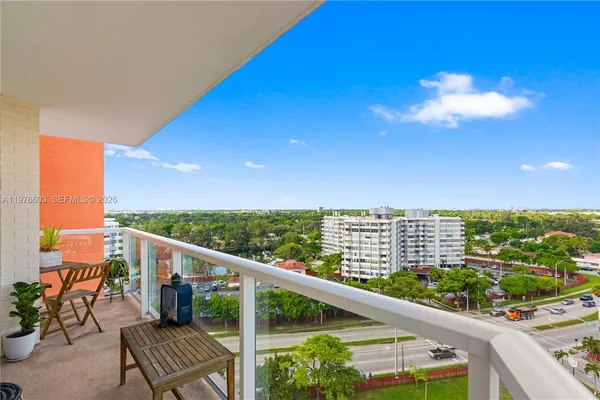 a view of city from balcony