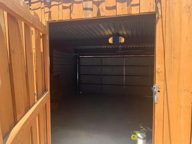 a view of a wooden door