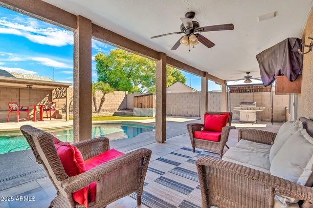 a view of a house with a patio