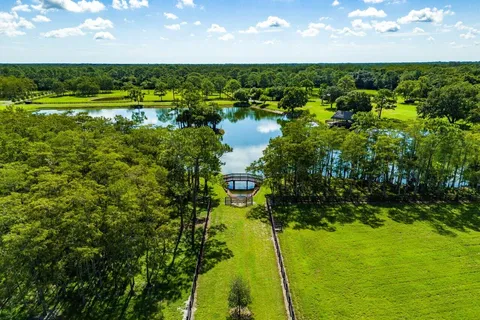 a view of a lake with a houses