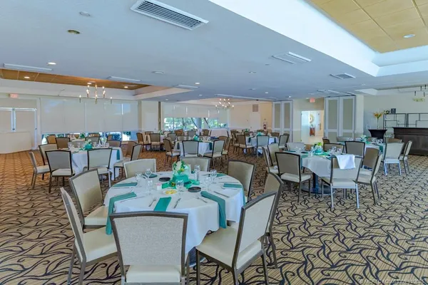 a view of a dining area with furniture