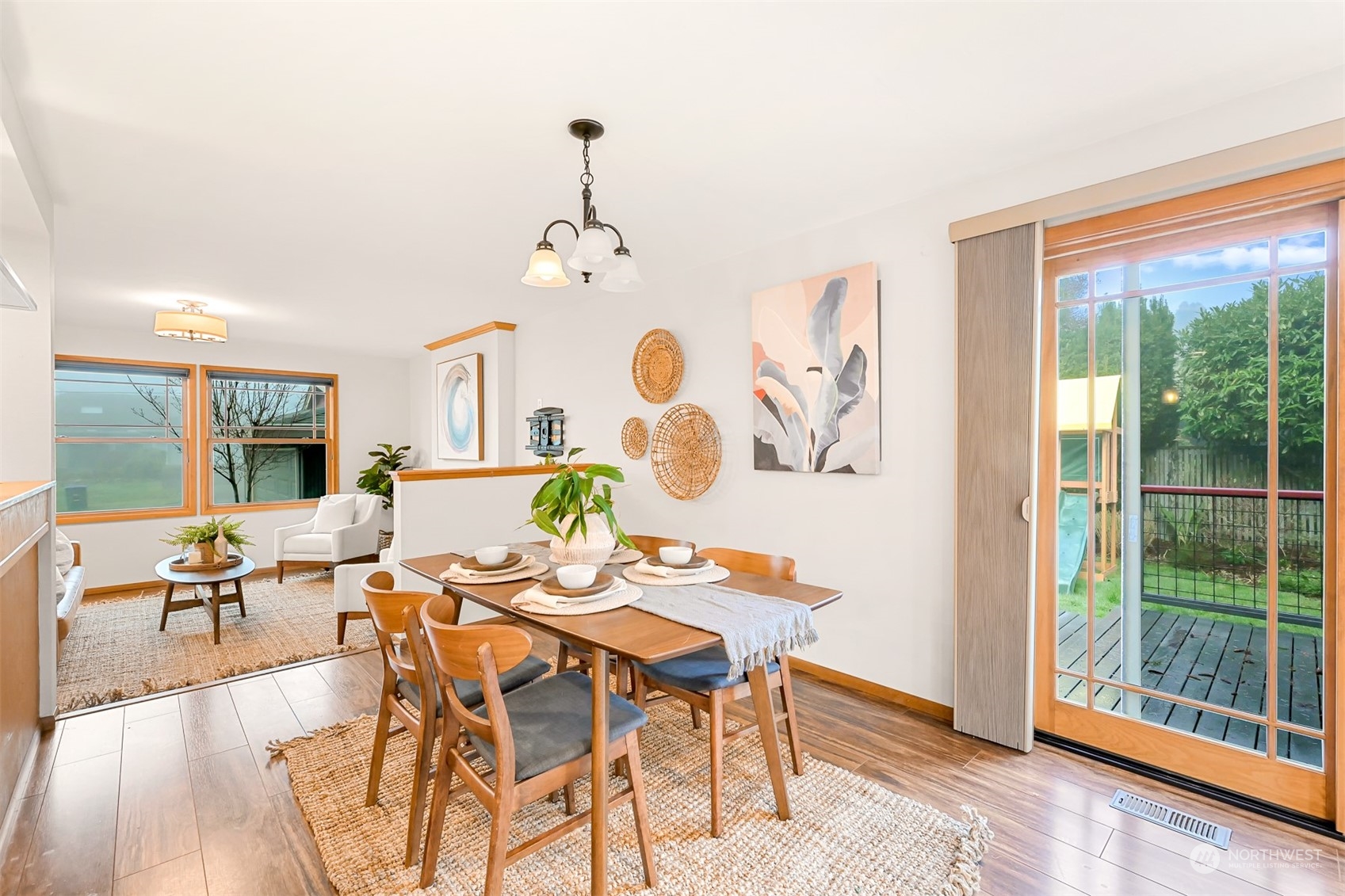 2400 View Ridge Drive Bellingham, WA 98229 - Photo 18 of 39 a view of a dining room with furniture wooden floor and chandelier
