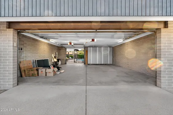 a view of a patio with a backyard