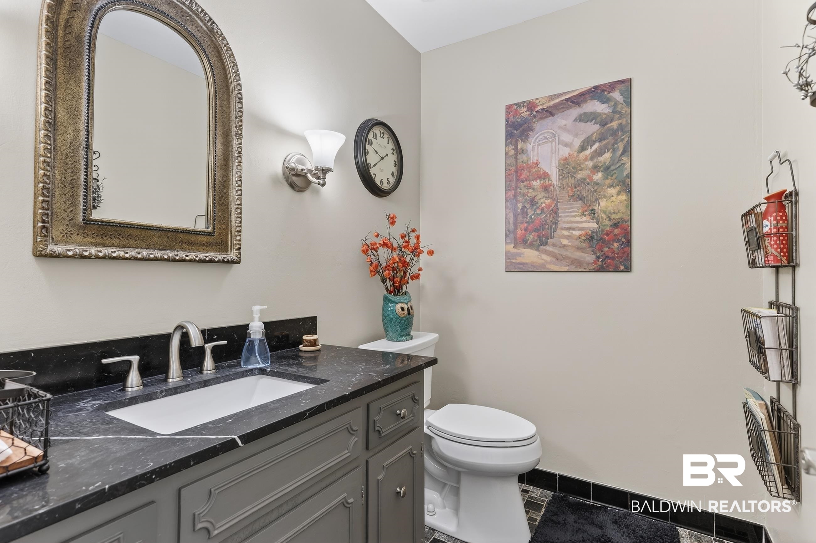 1271 Spring Valley Drive South Mobile, AL 36693 - Photo 30 of 56 Bathroom with vanity and dark tile patterned floors