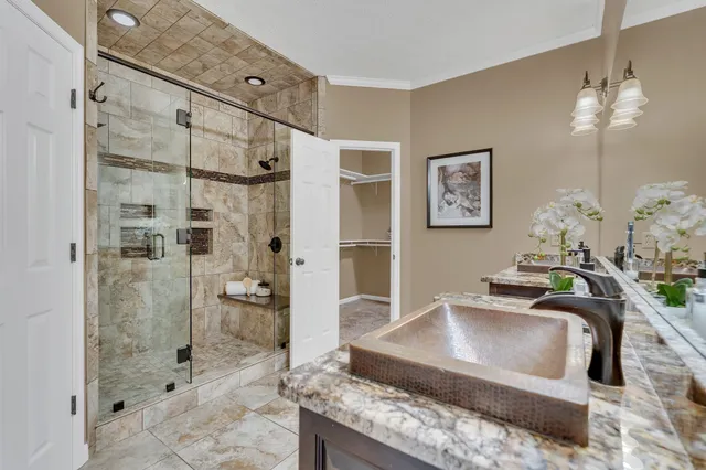 a bathroom with a shower