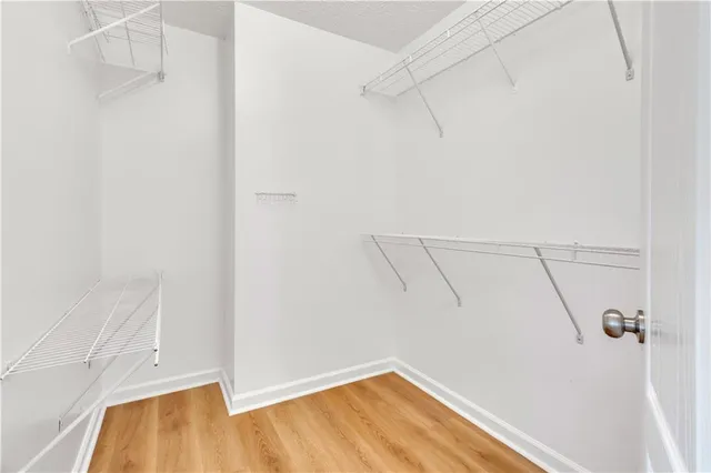 a view of a room with racks on the wall