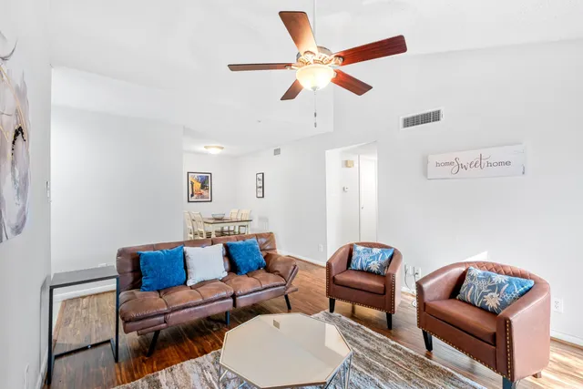 a living room with furniture