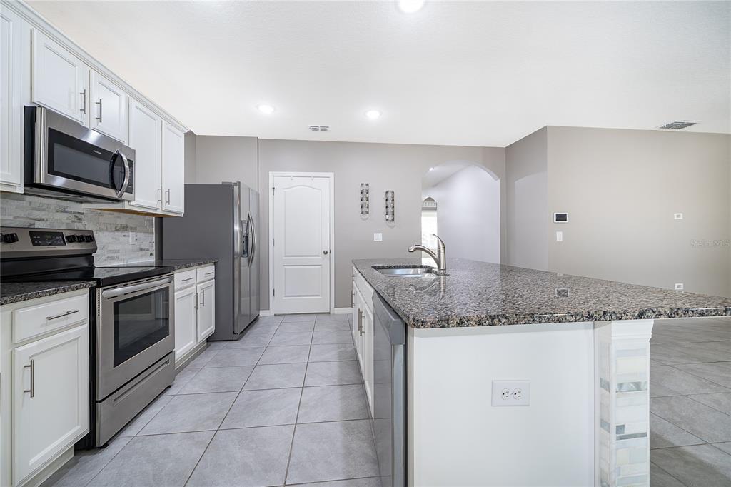 3102 Bethpage Loop Mount Dora, FL 32757 - Photo 9 of 29 a kitchen with granite countertop a sink and steel stainless steel appliances