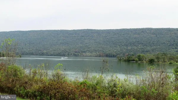 a view of a lake with a mountain