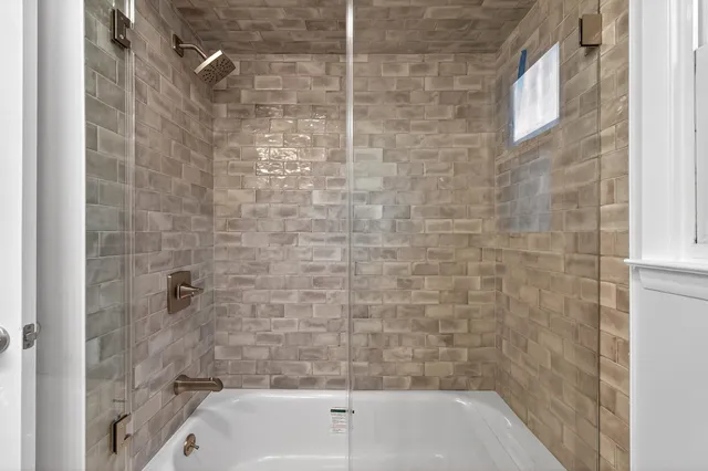 a bathroom with a bathtub