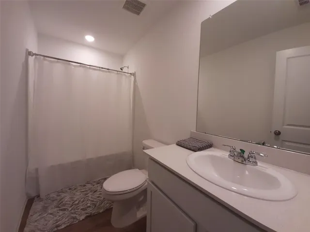 a bathroom with a sink toilet and vanity