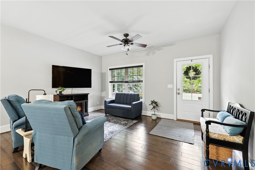 2986 Ballsville Road Powhatan, VA 23139 - Photo 26 of 43 Living room featuring dark wood-type flooring, a l