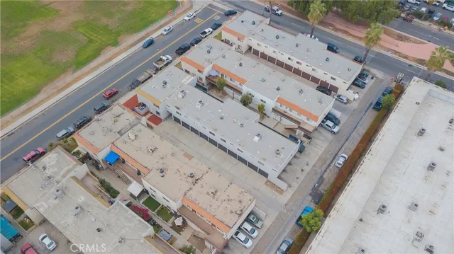 a city view with tall buildings