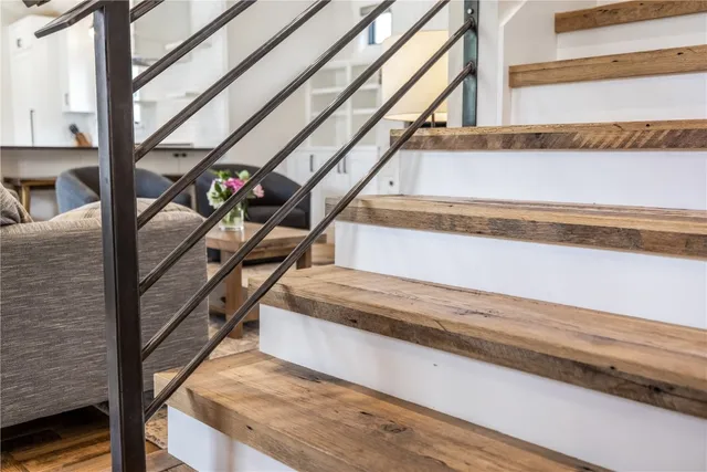 a view of a room with a large window