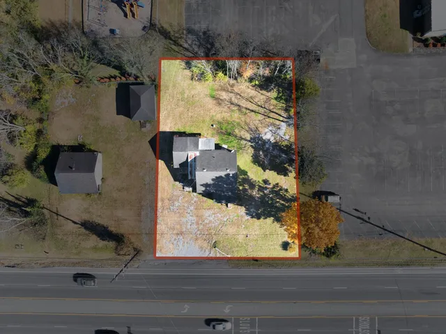 an aerial view of a house